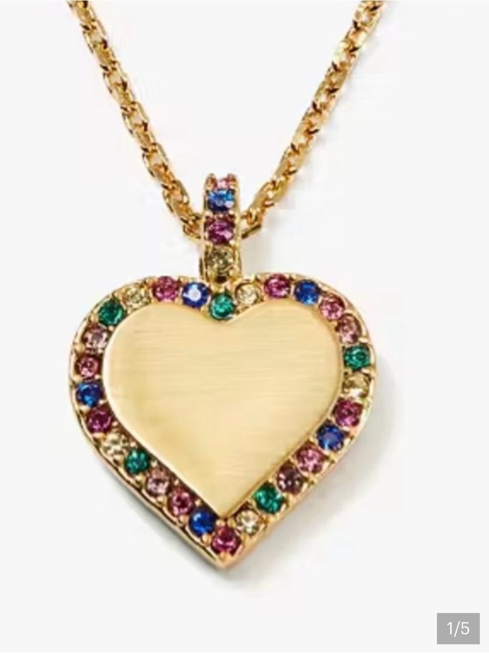 kate spade Gold Heart Pendant Necklace with Multicolor Crystals